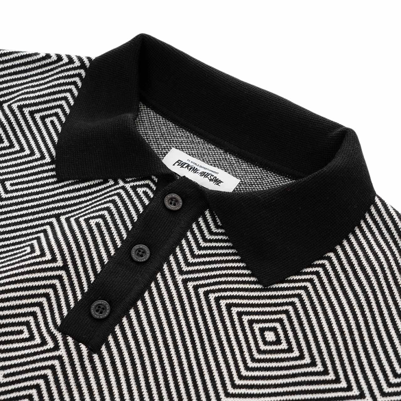 fucking awesome fucking awesome 'hurt your eyes' longsleeve polo (black / white)