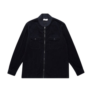 stone island stone island zipped corduroy overshirt (navy)