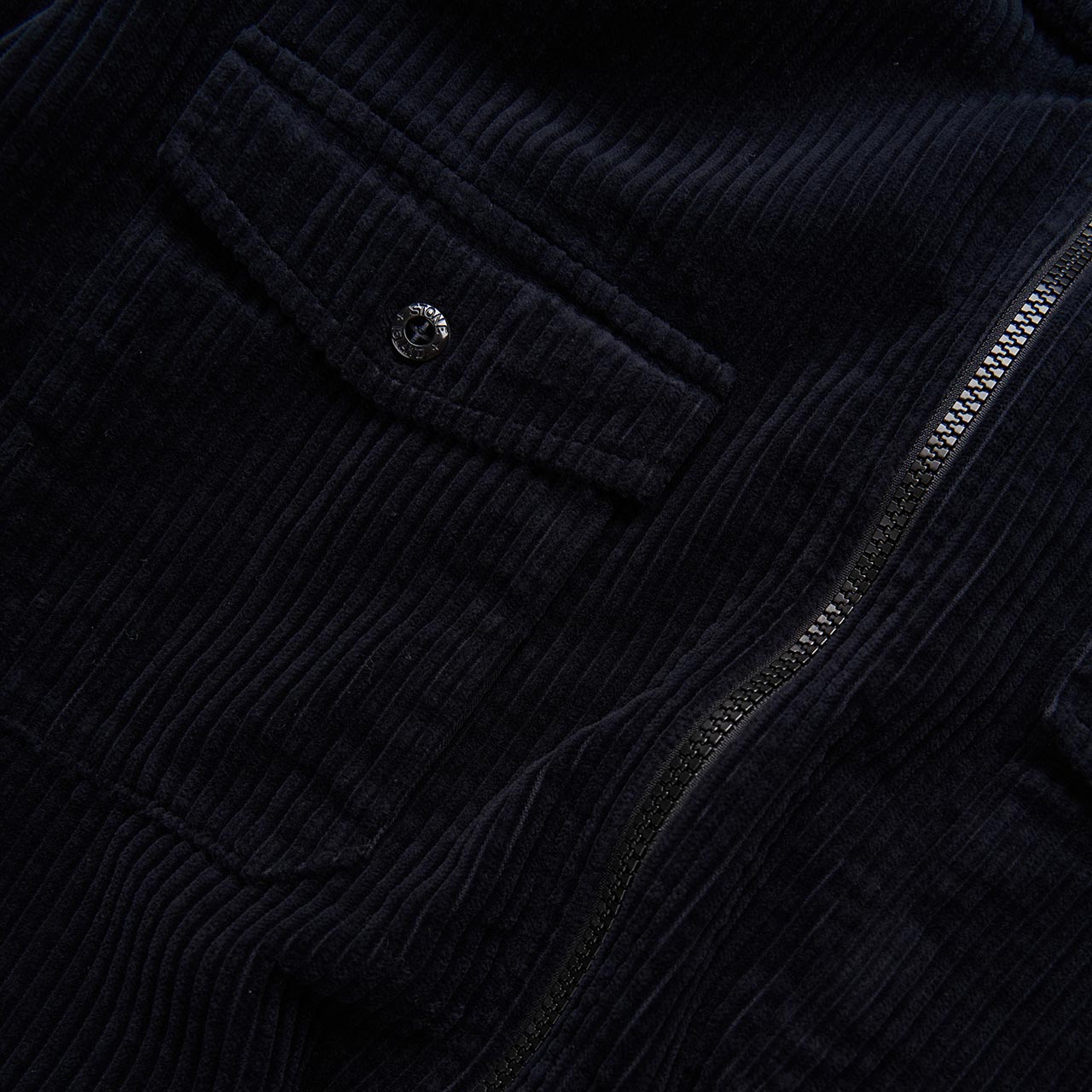 stone island stone island zipped corduroy overshirt (navy)