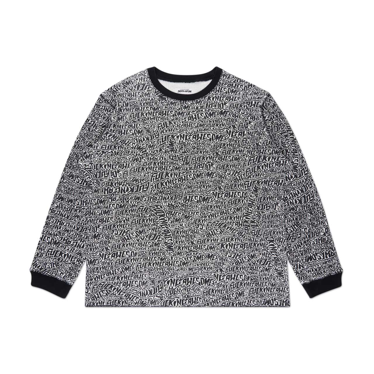 fucking awesome fucking awesome sticker stamp long sleeve thermal (black / white)