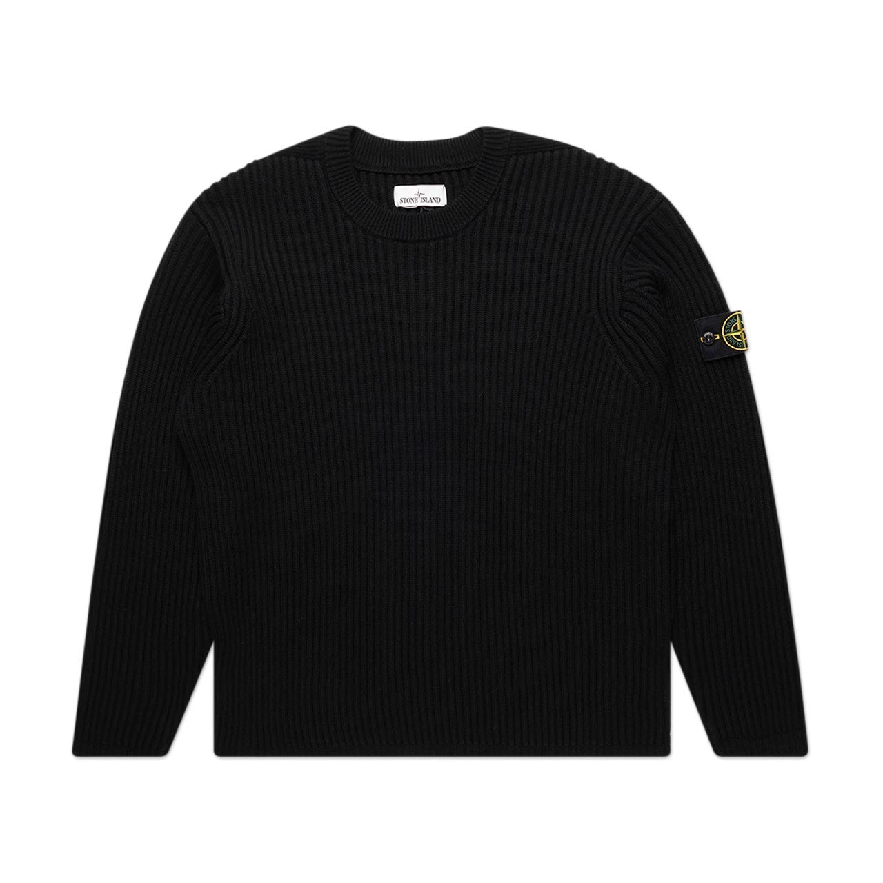 stone island stone island ribbed knit sweater (black)