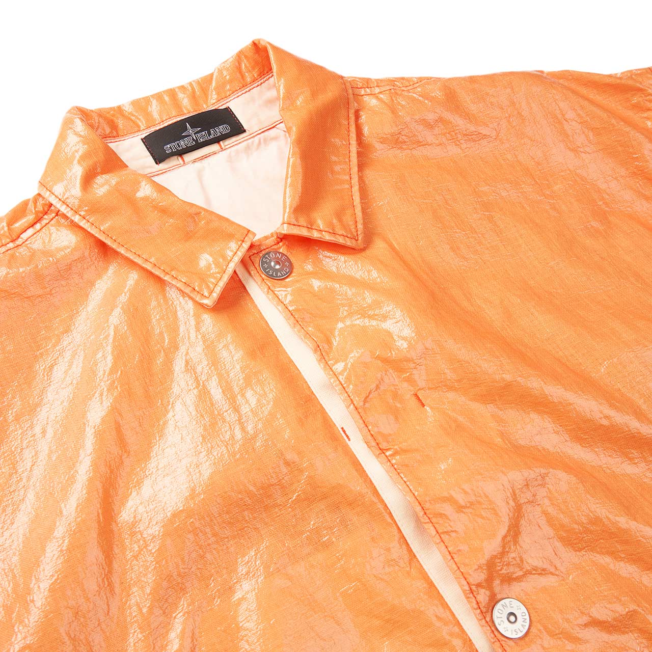 stone island shadow project stone island shadow project glass linen coach jacket (orange)