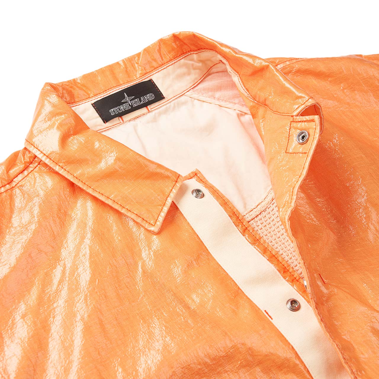 stone island shadow project stone island shadow project glass linen coach jacket (orange)