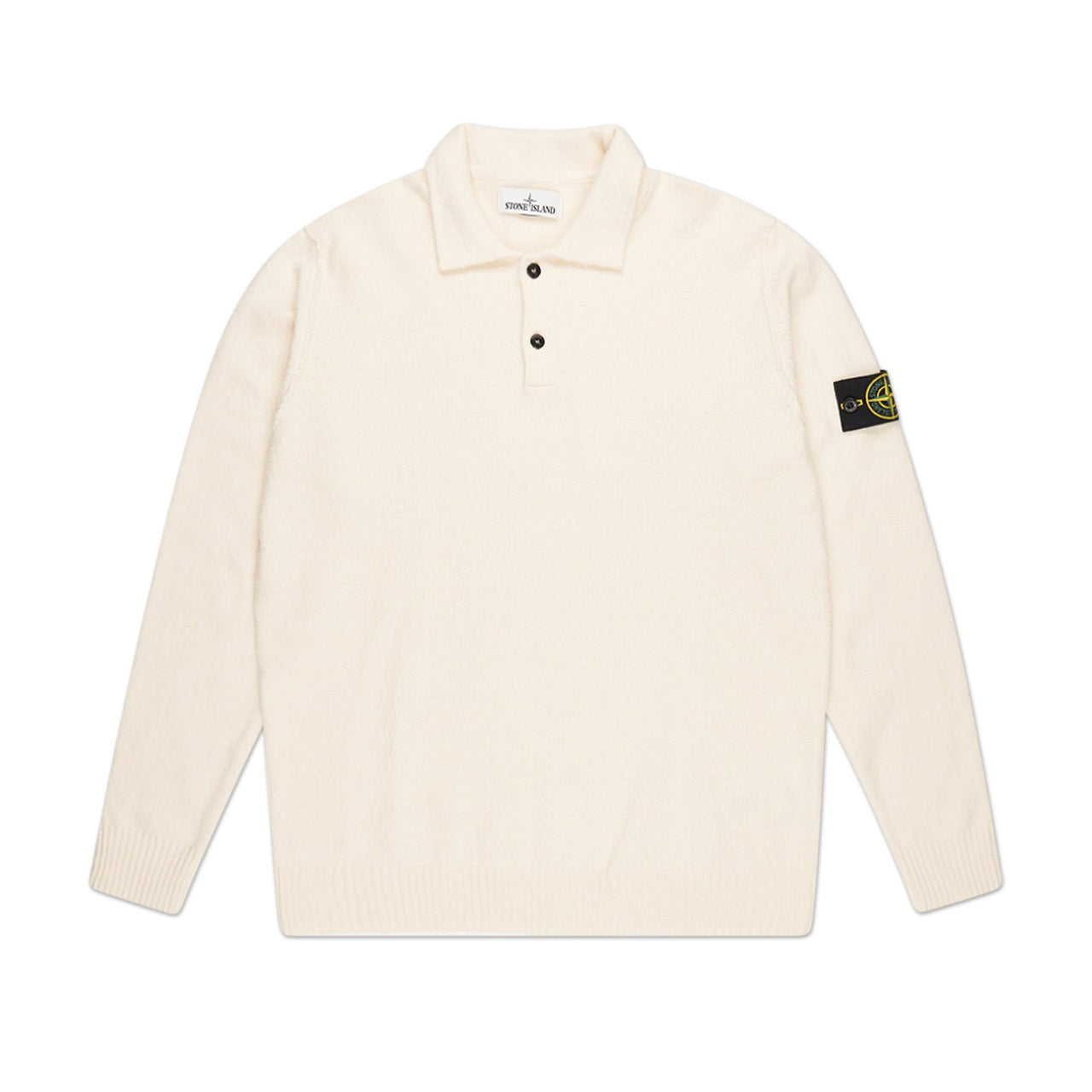 stone island stone island gauzed longsleeve polo (cream)
