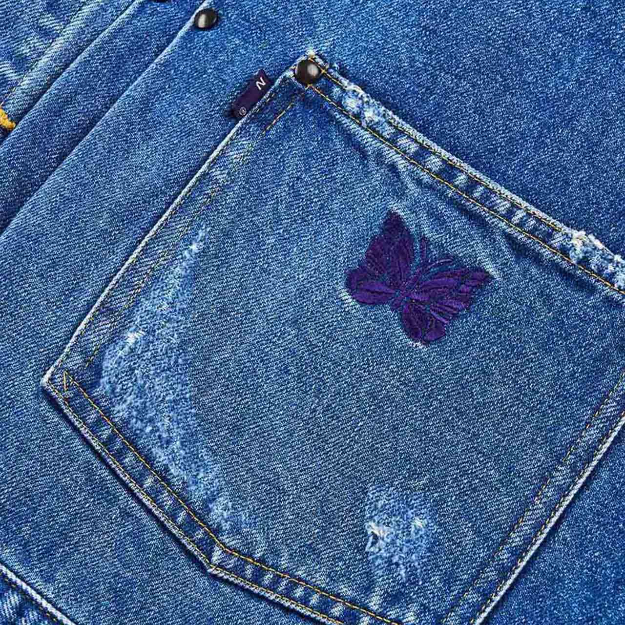 needles needles assorted patch jean jacket (indigo)