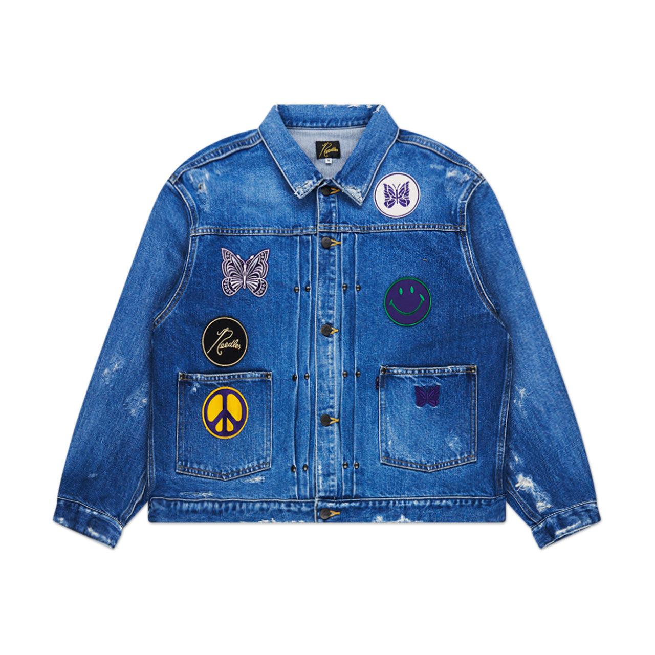 needles needles assorted patch jean jacket (indigo)