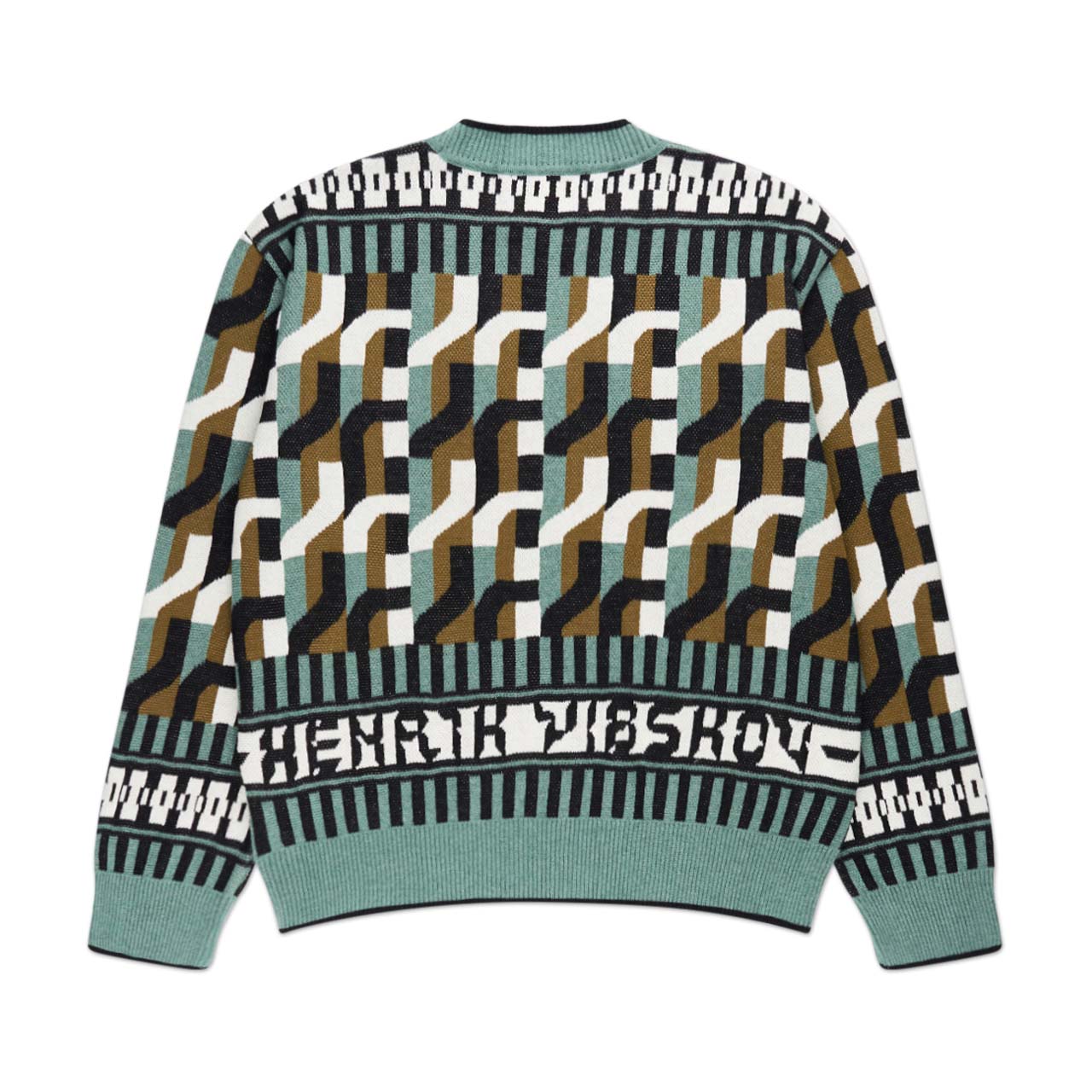 henrik vibskov henrik vibskov stamp knit roundneck (green / brown)