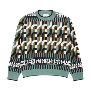 henrik vibskov henrik vibskov stamp knit roundneck (green / brown)