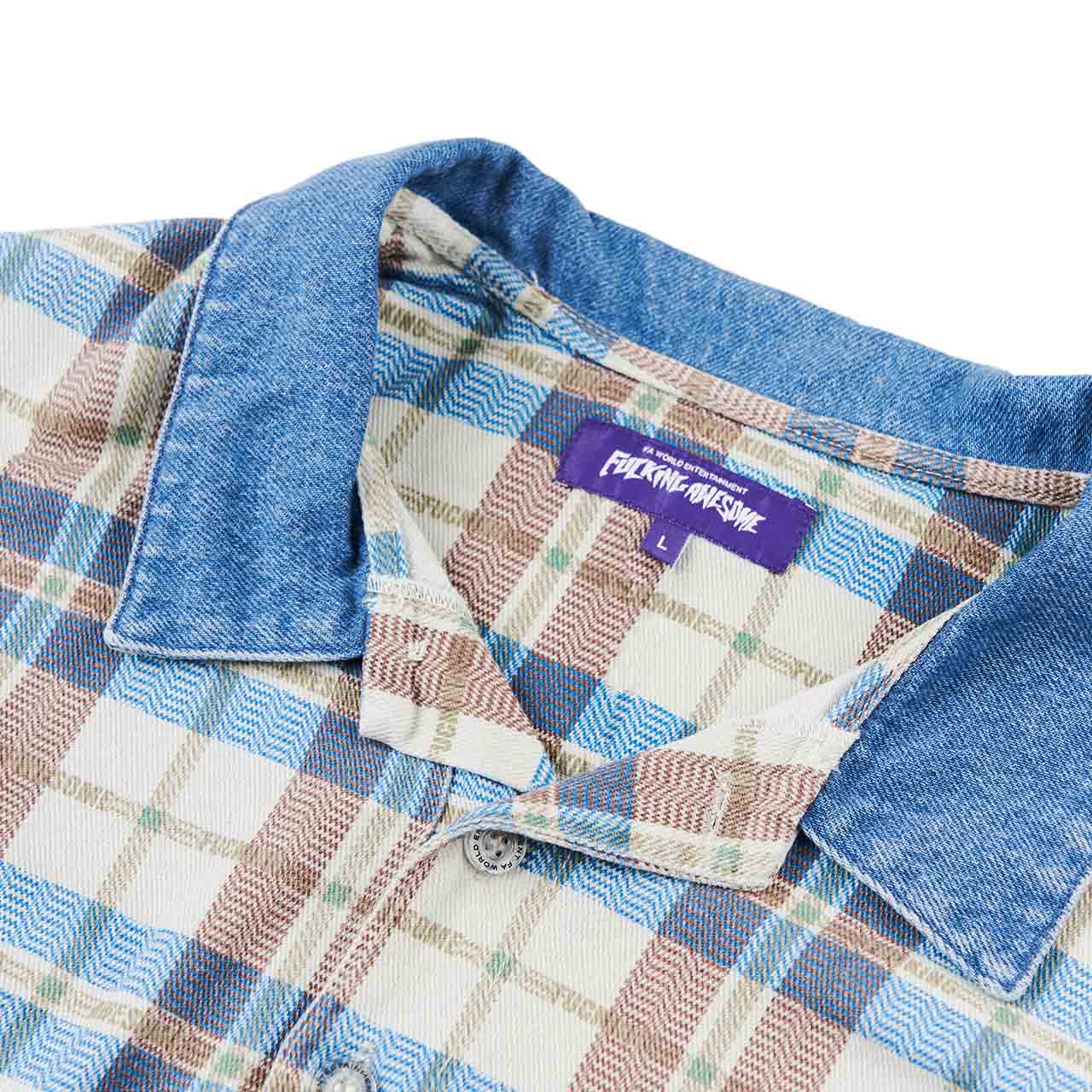 fucking awesome fucking awesome printed plaid shirt (white / blue)