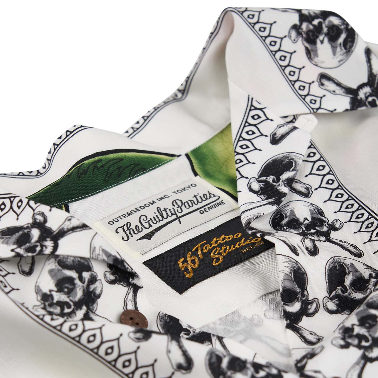 wacko maria x 56 tatoo studio s/s hawaiian shirt (type-1) (white) - a.plus