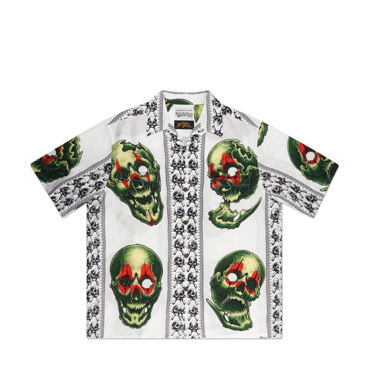 wacko maria x 56 tatoo studio s/s hawaiian shirt (type-1) (white) - a.plus