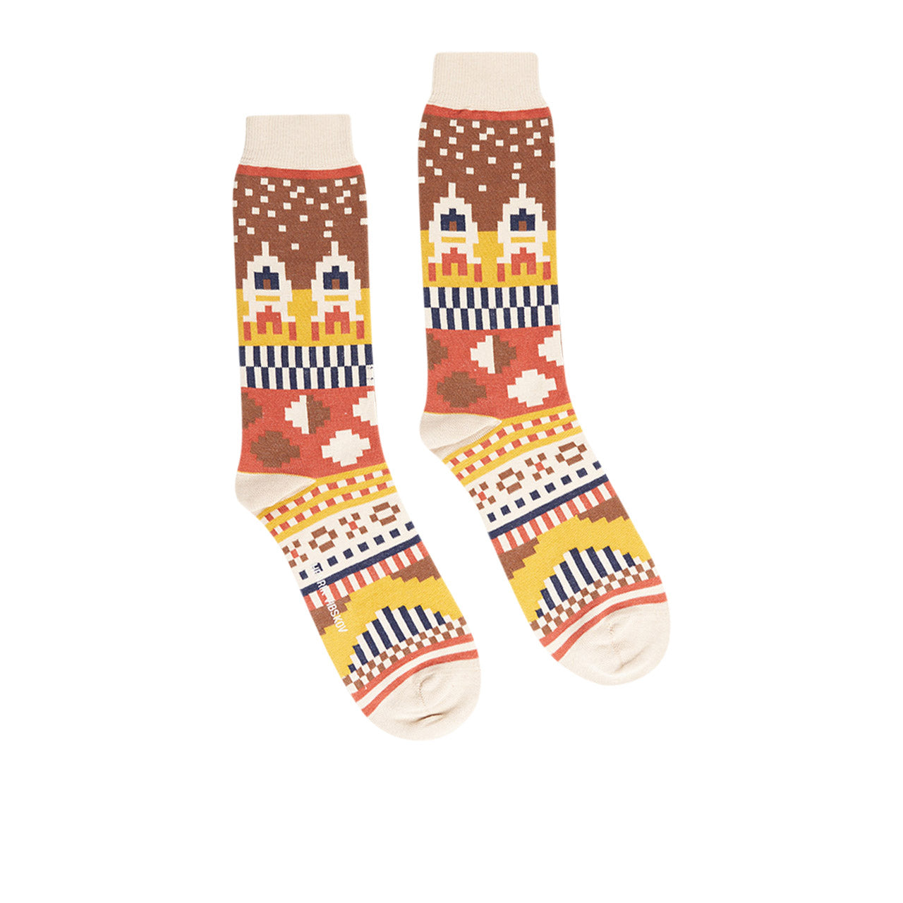 henrik vibskov rocket socks (brown / beige / yellow) - a.plus