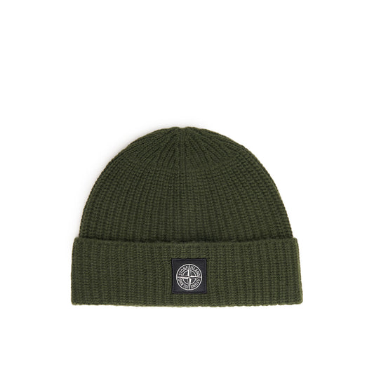 stone island logo patch beanie (olive) - a.plus