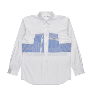 comme des garçons shirt woven shirt (white / blue) - a.plus