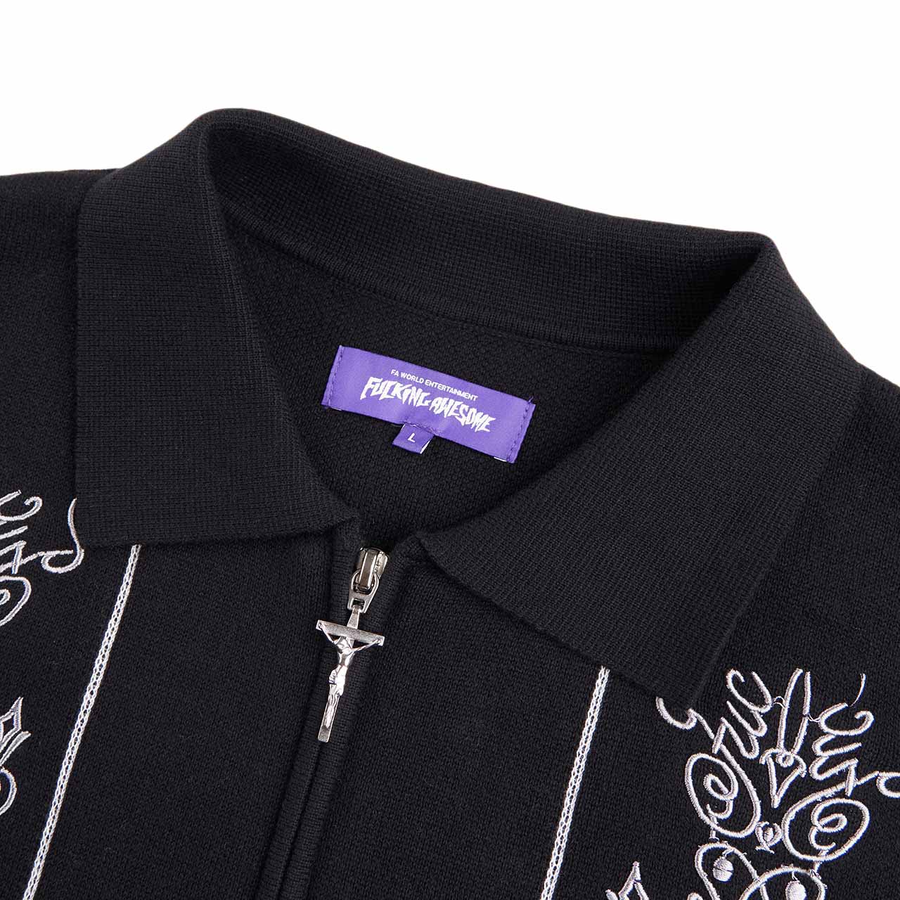 fucking awesome bullshirt zip cardigan (black) - a.plus