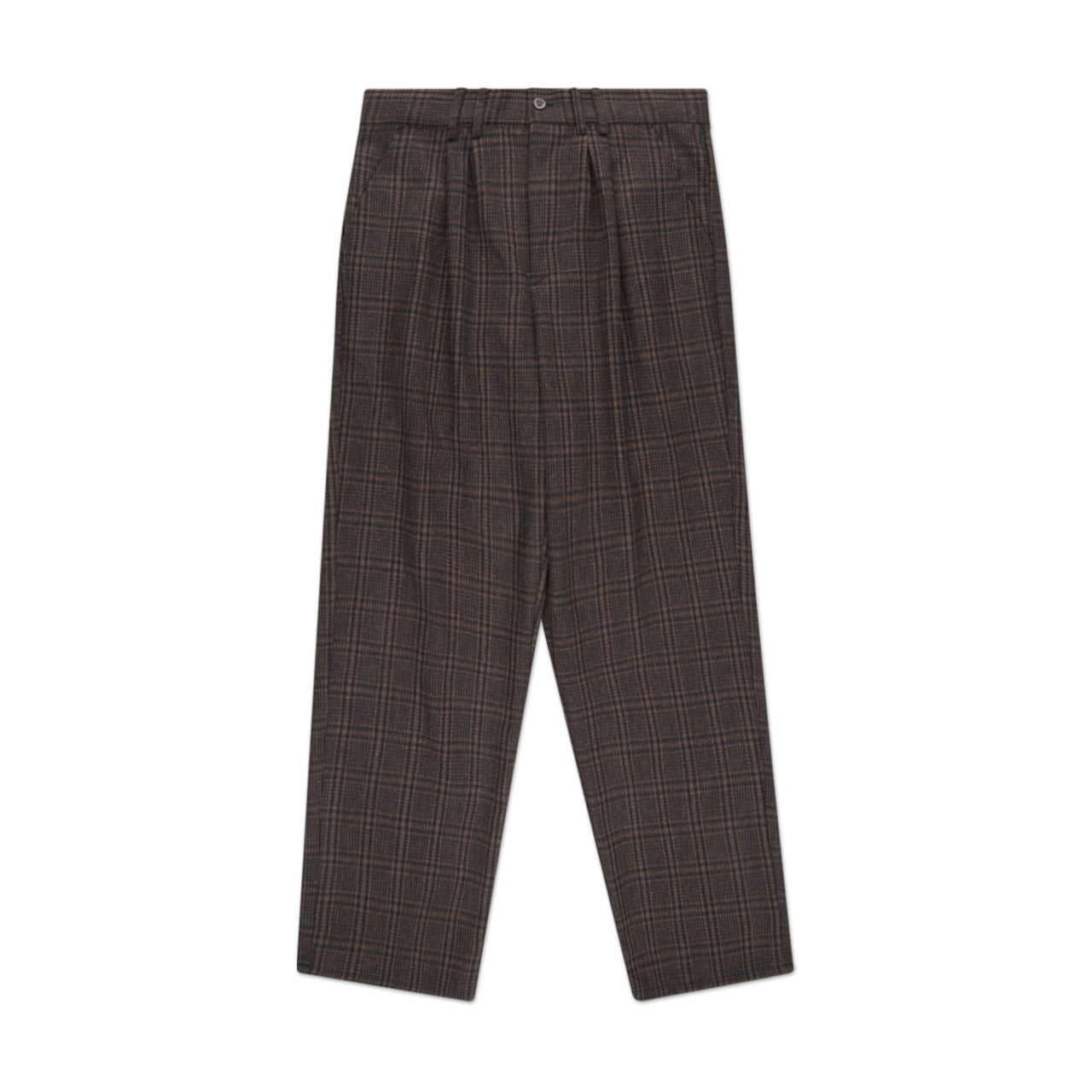 rassvet checked pleated trousers (brown) - a.plus