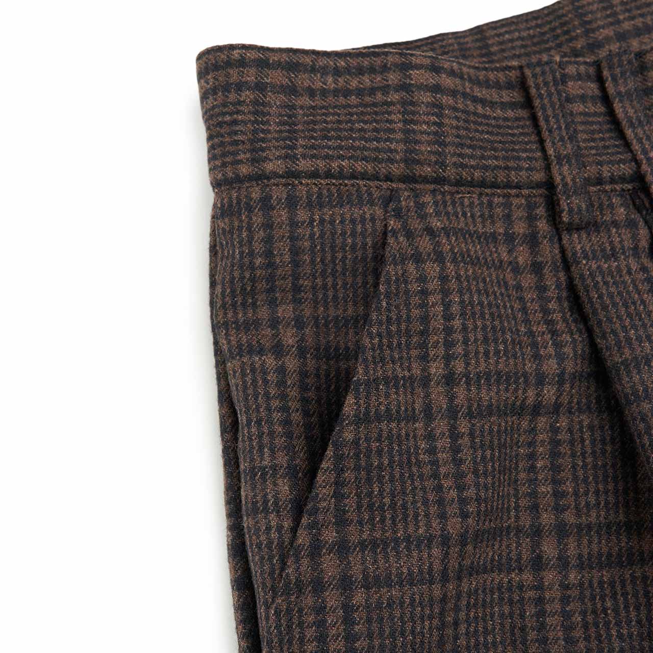 rassvet checked pleated trousers (brown) - a.plus