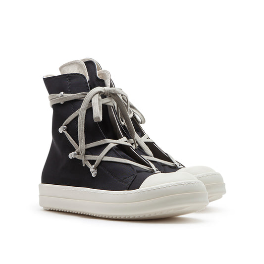 rick owens drkshdw hexa sneaks woven shoes (black / milk / milk) - a.plus