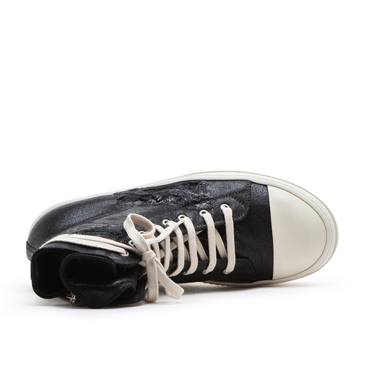rick owens drkshdw sneaks denim shoes (black / milk / milk) - a.plus