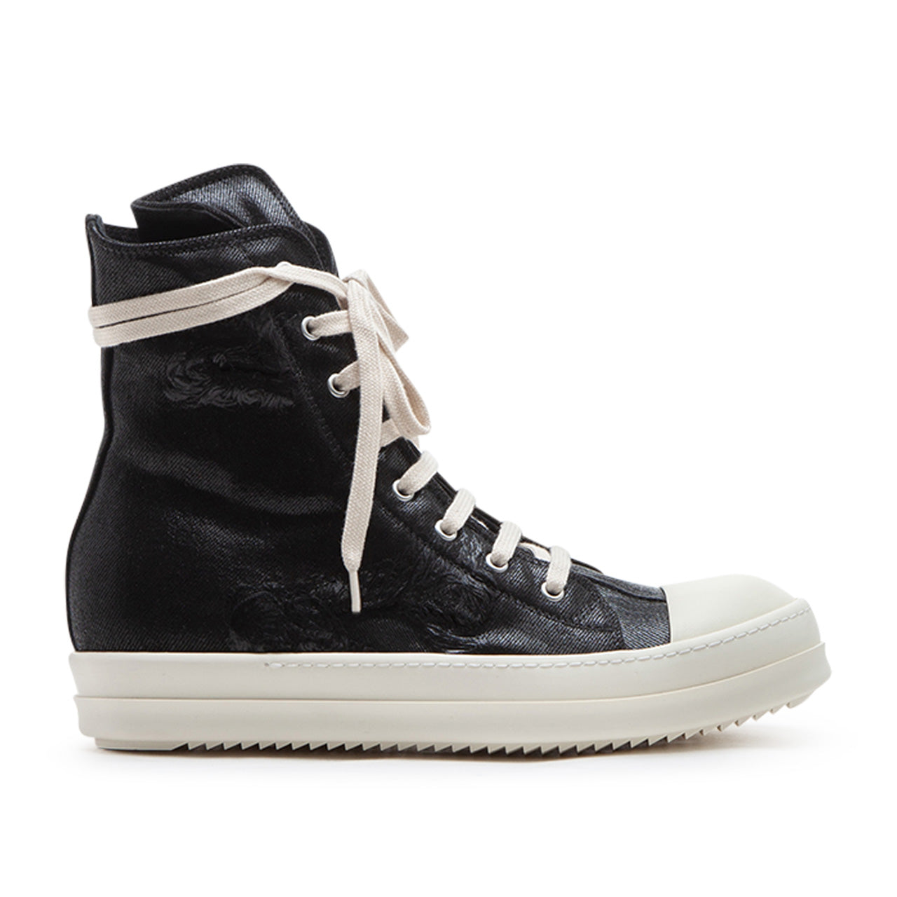 rick owens drkshdw sneaks denim shoes (black / milk / milk) - a.plus