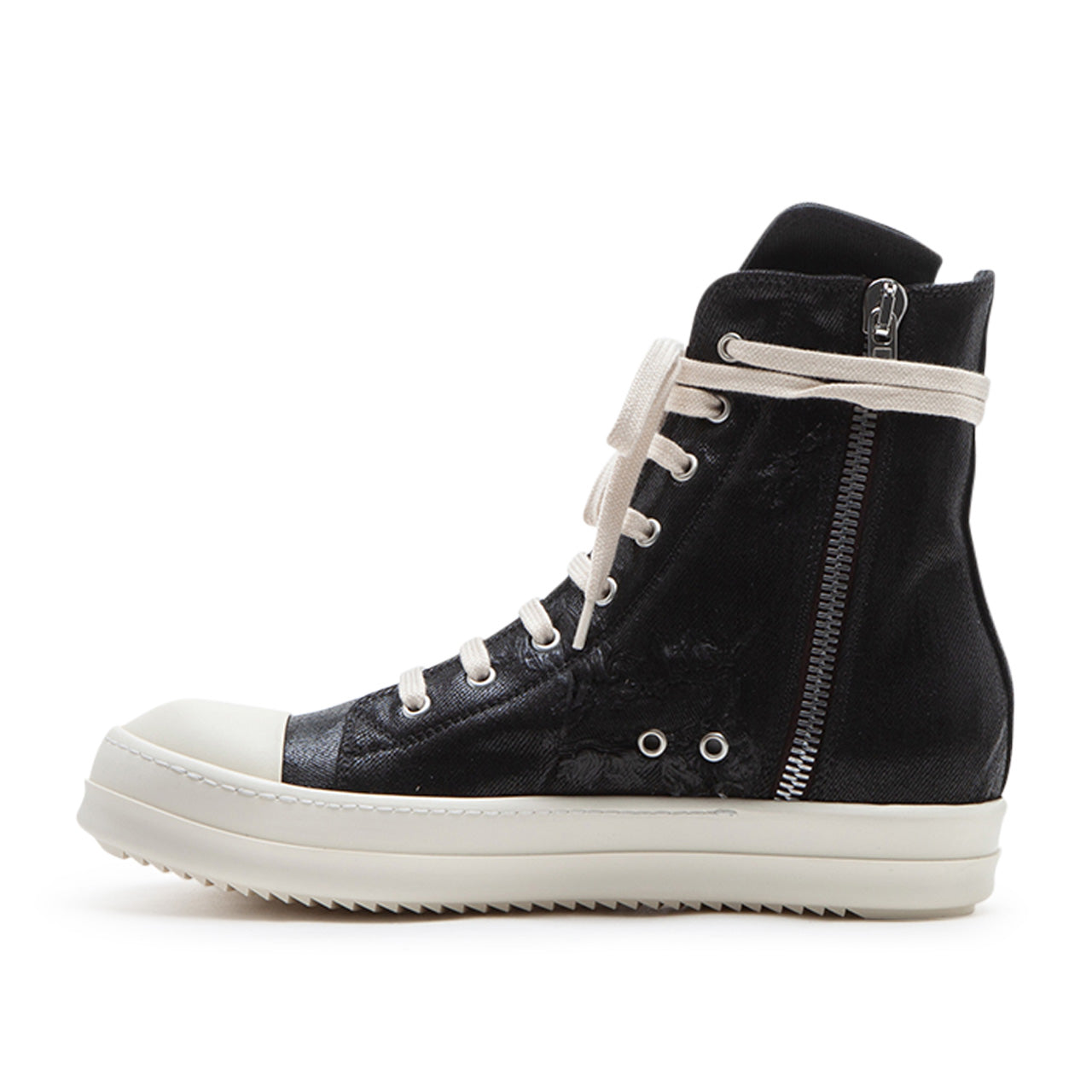 rick owens drkshdw sneaks denim shoes (black / milk / milk) - a.plus