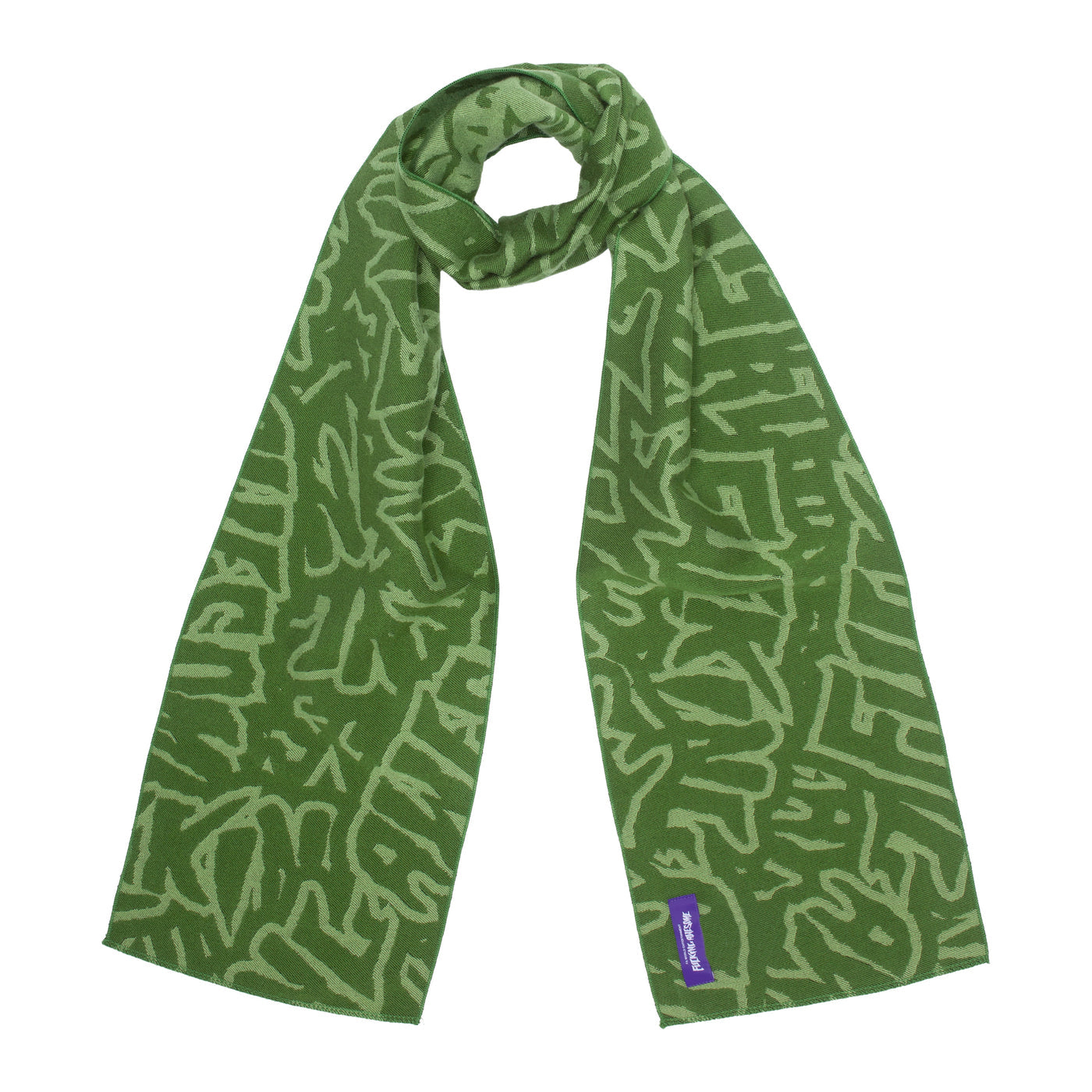 fucking awesome sticker stamp scarf (light green / green) - a.plus