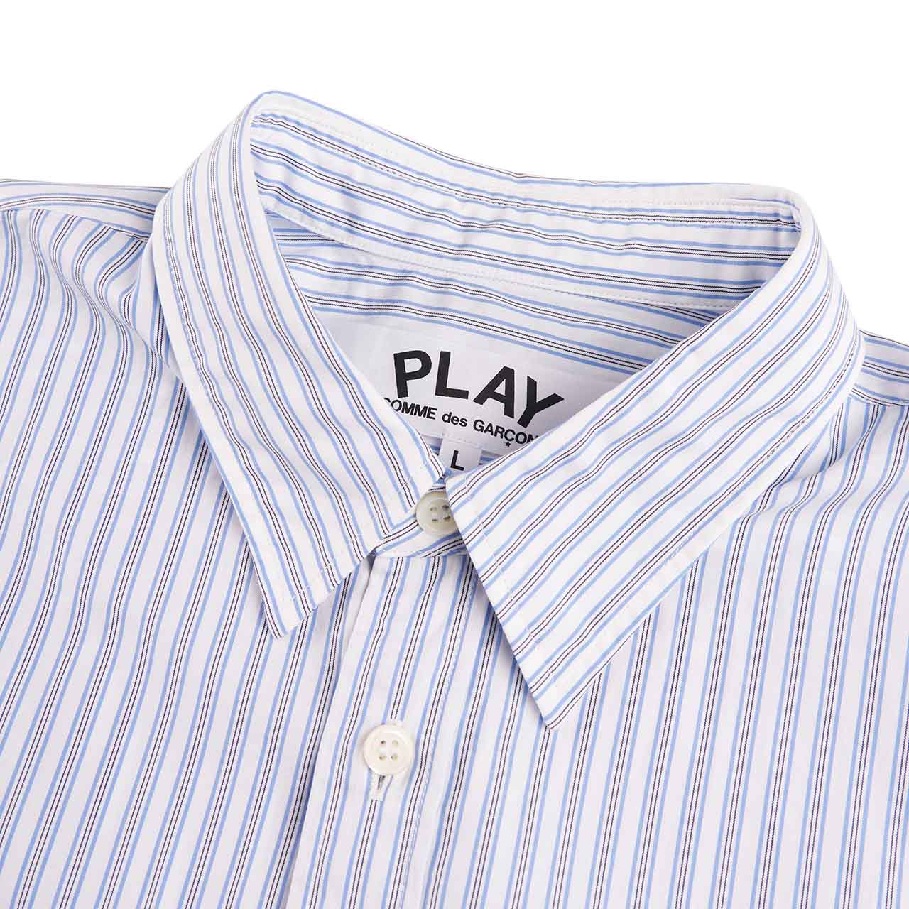 comme des garçons play stripe shirt (white / blue) - a.plus