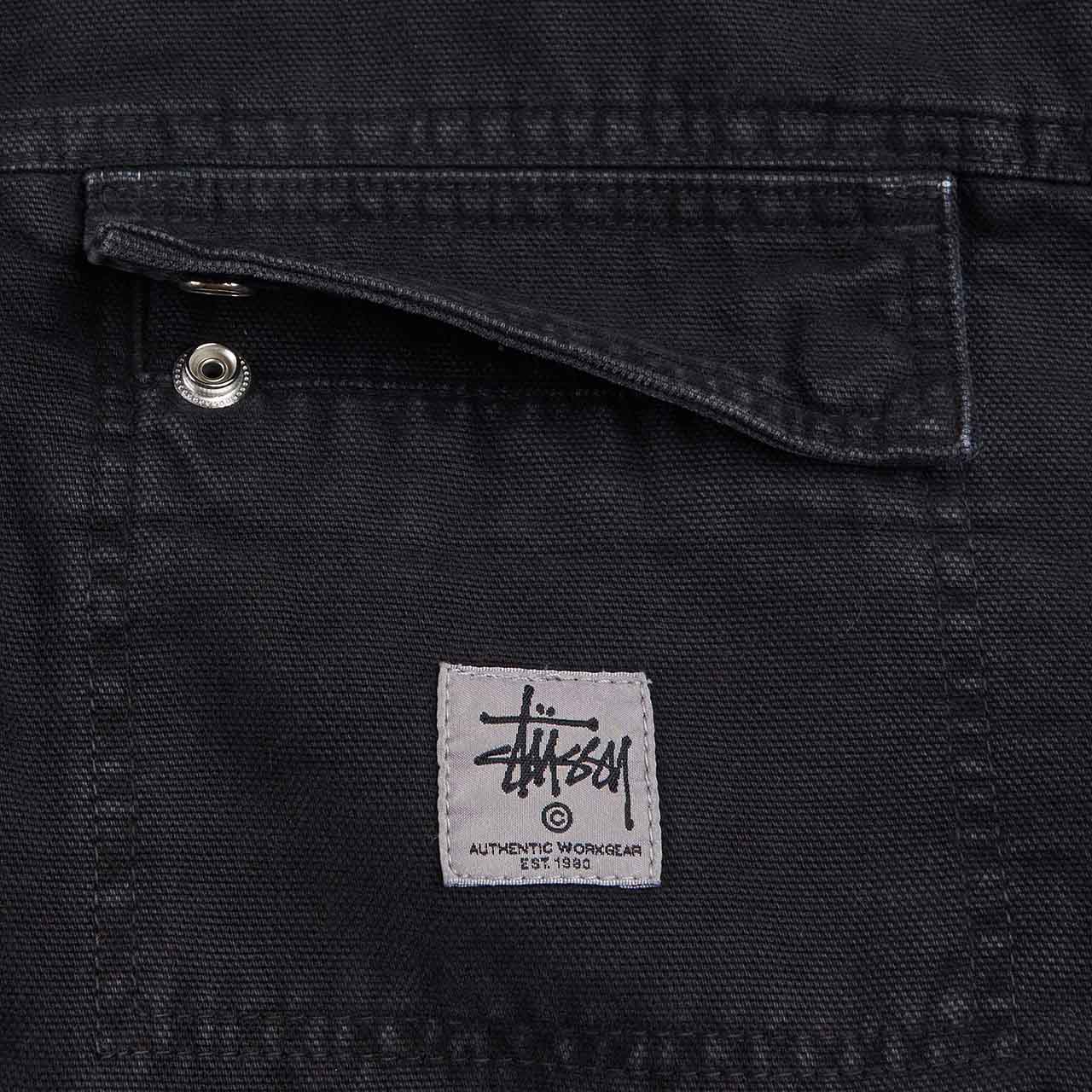 stüssy washed canvas shop jacket (black) - a.plus