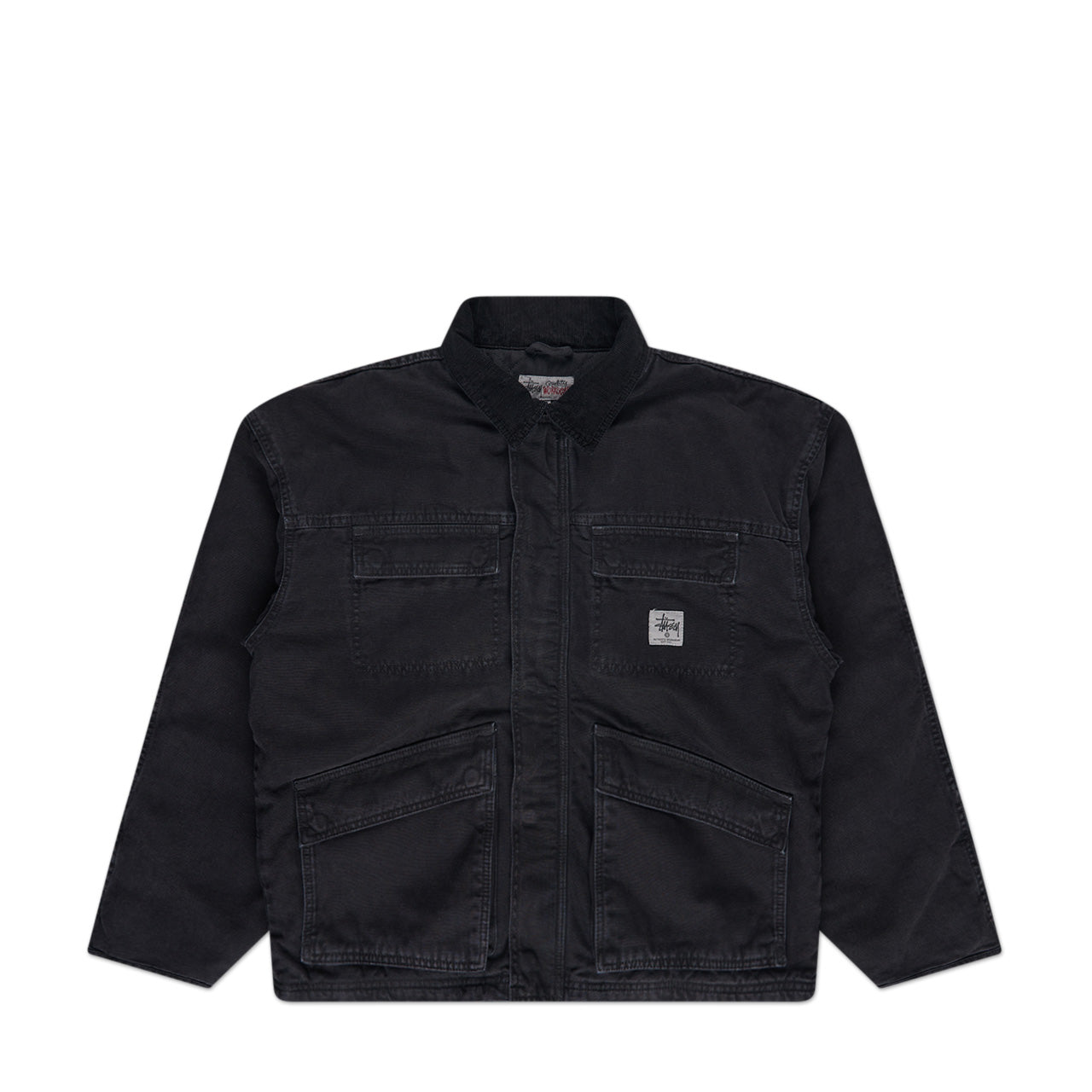 stüssy washed canvas shop jacket (black) - a.plus