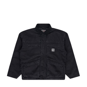 stüssy washed canvas shop jacket (black) - a.plus