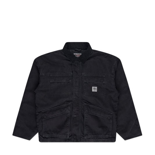 stüssy washed canvas shop jacket (black) - a.plus