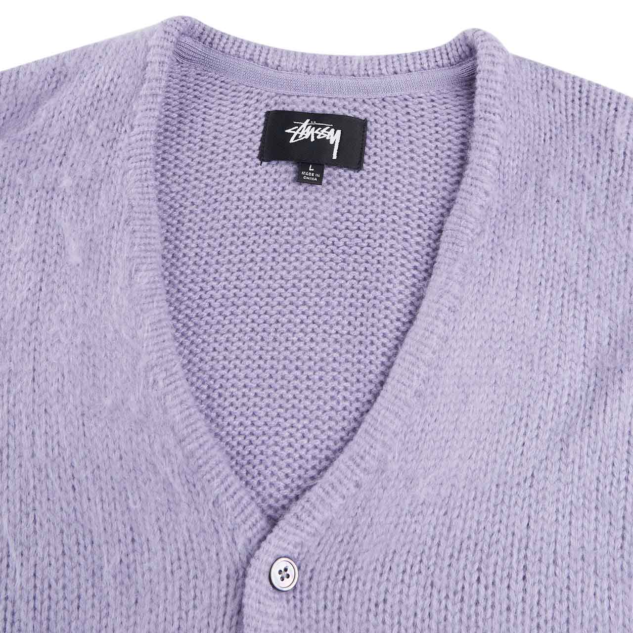 stüssy brushed cardigan (lavender) - a.plus