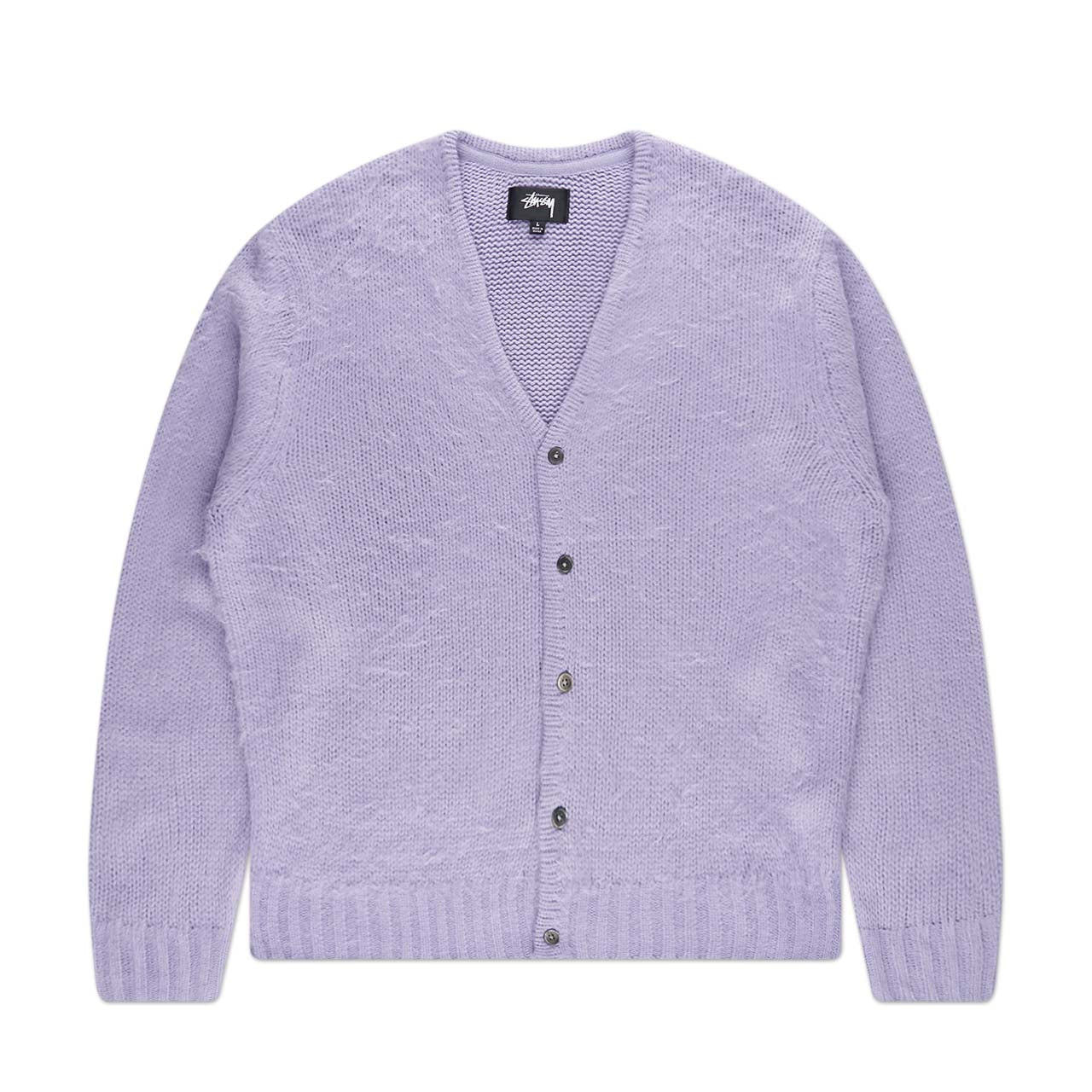 stüssy brushed cardigan (lavender) - a.plus