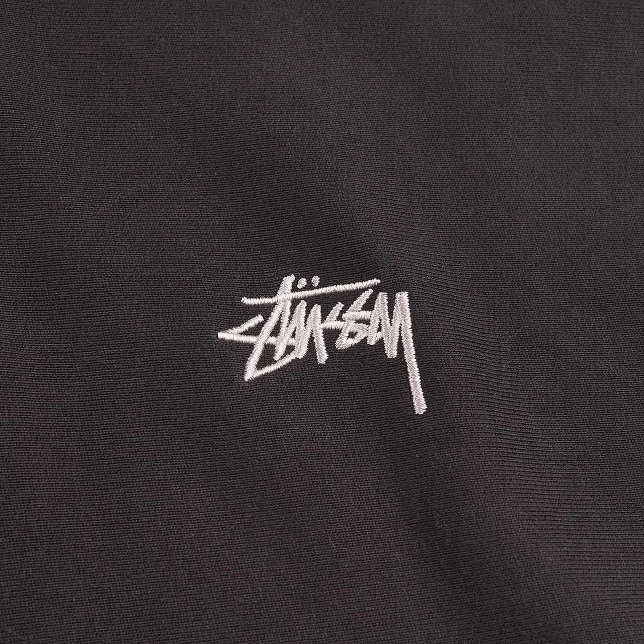 stüssy overdyed stock logo hood (black) - a.plus