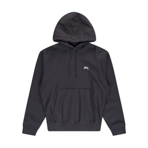 stüssy overdyed stock logo hood (black) - a.plus