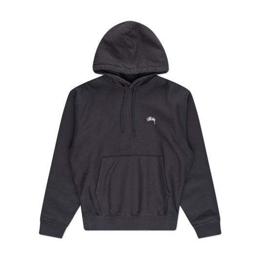 stüssy overdyed stock logo hood (black) - a.plus