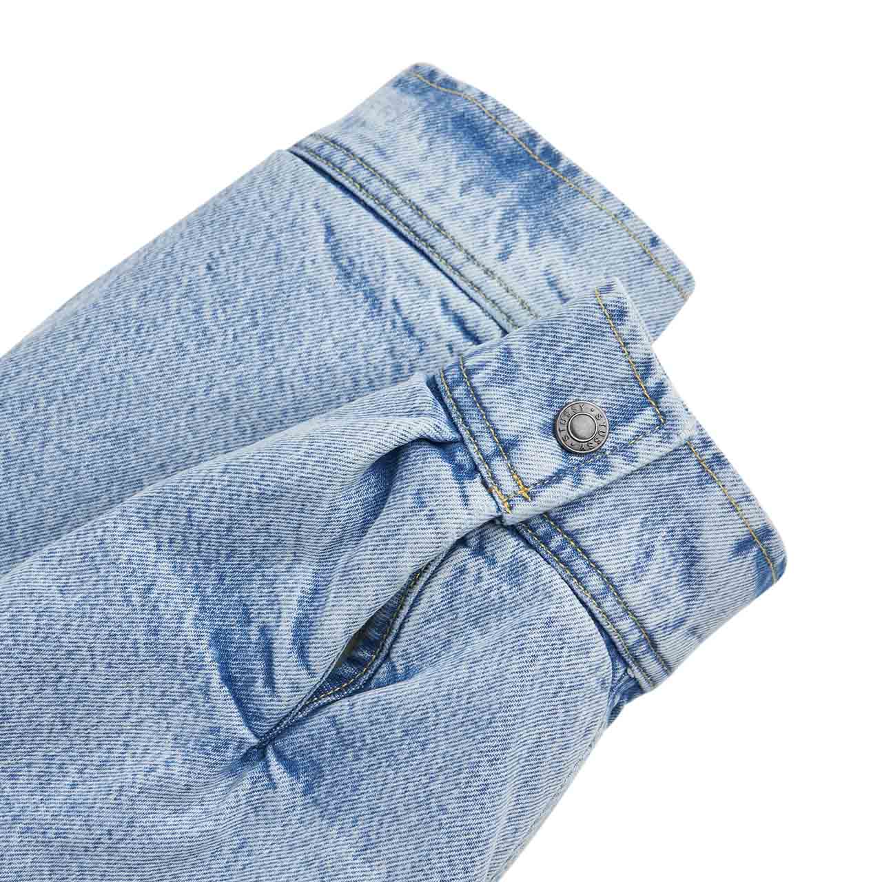 stüssy sherpa lined denim shirt (stone wash) - a.plus