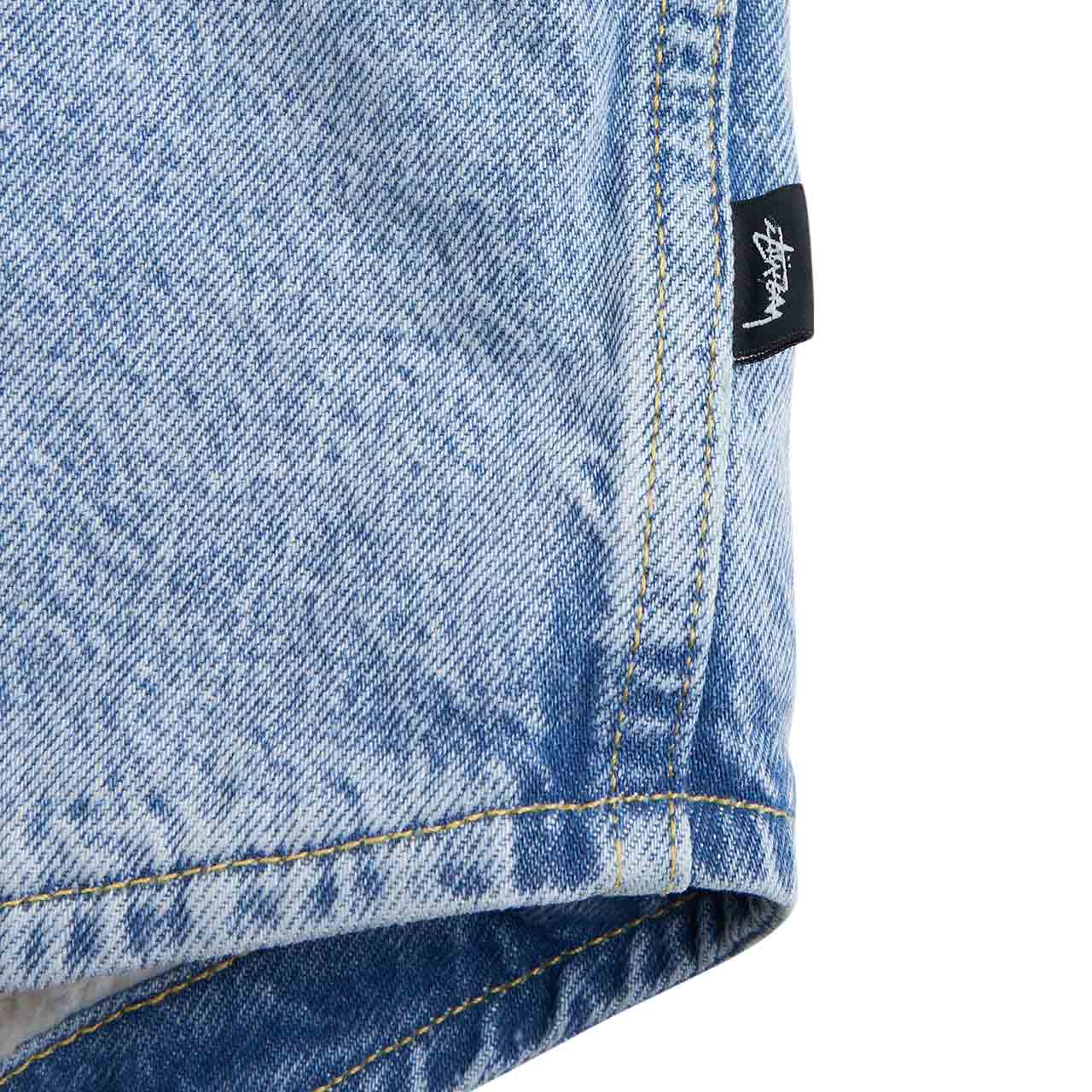 stüssy sherpa lined denim shirt (stone wash) - a.plus