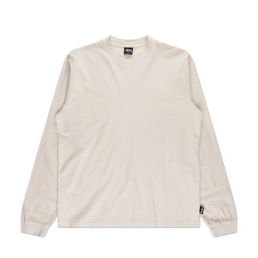 stüssy pigment dyed ls crew (natural) - a.plus