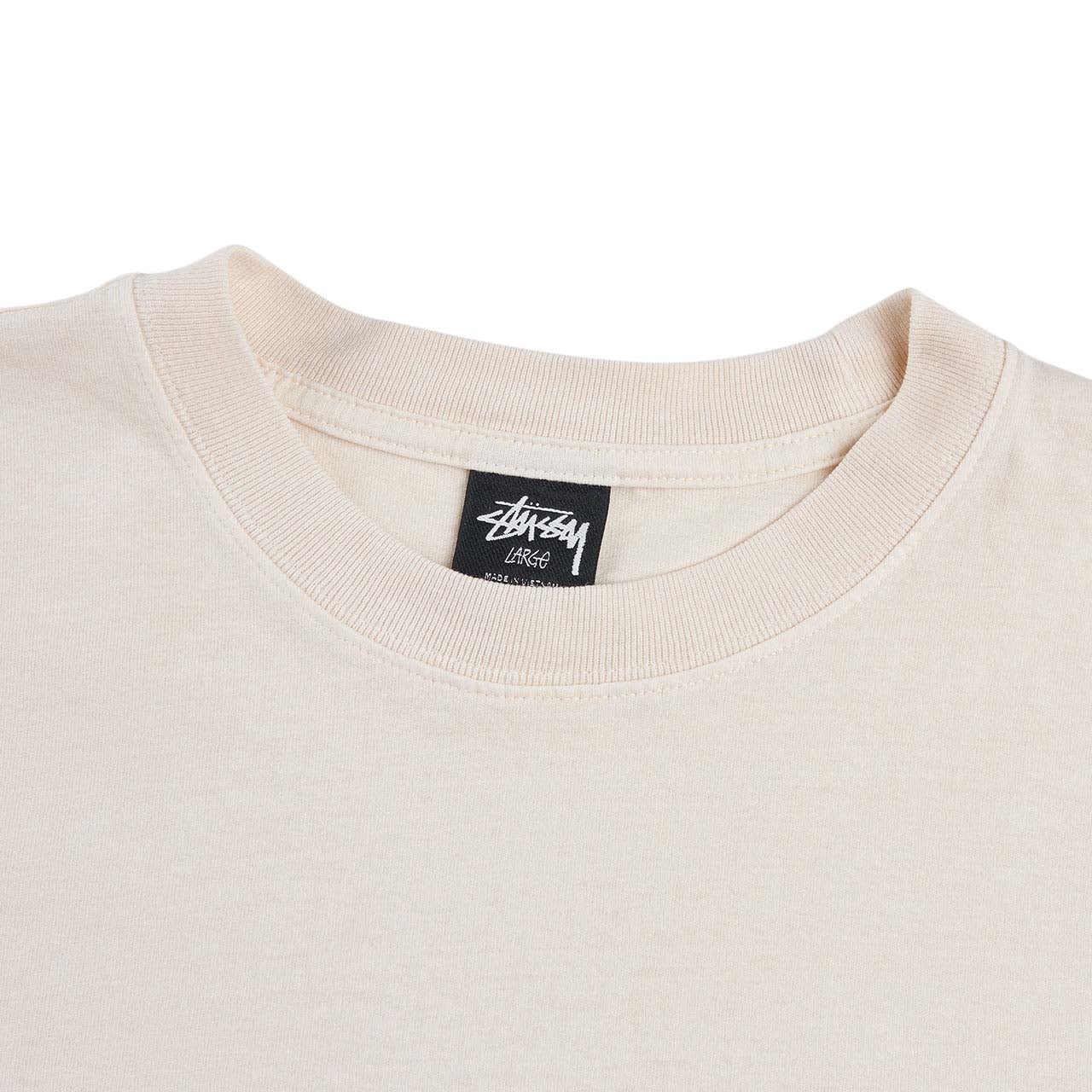 stüssy pigment dyed ls crew (natural) - a.plus