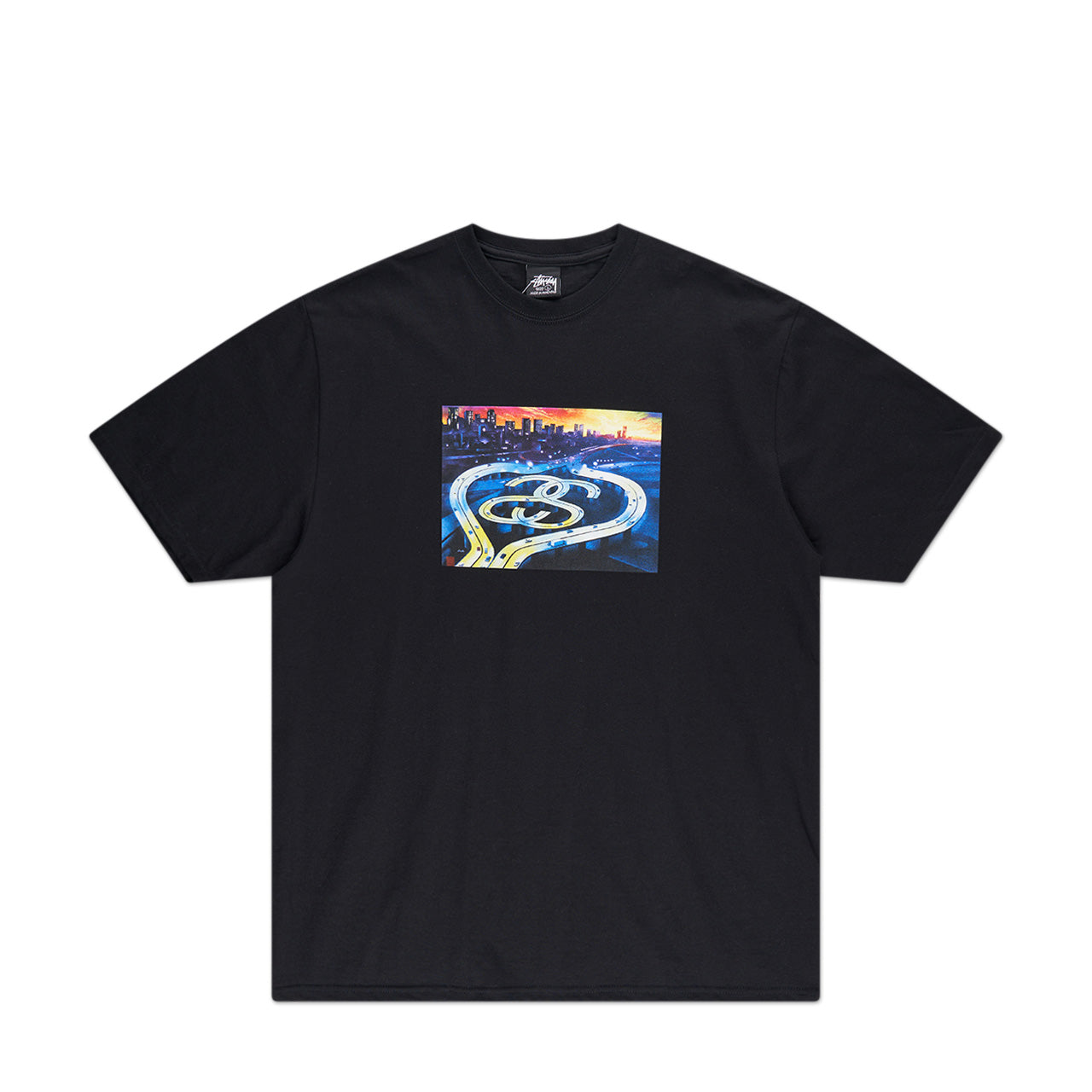 stüssy ss highway tee (black) - a.plus