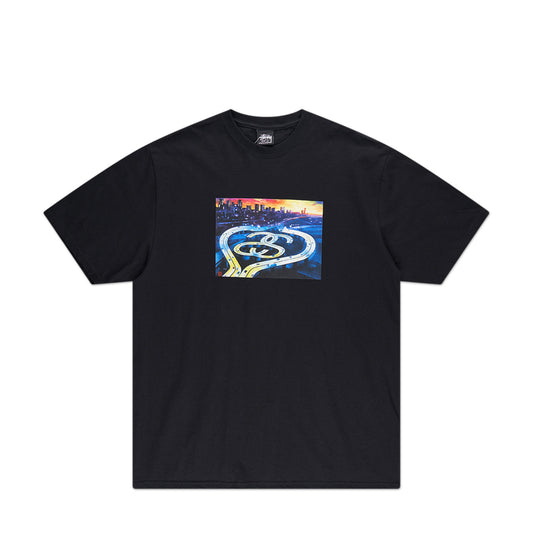 stüssy ss highway tee (black) - a.plus