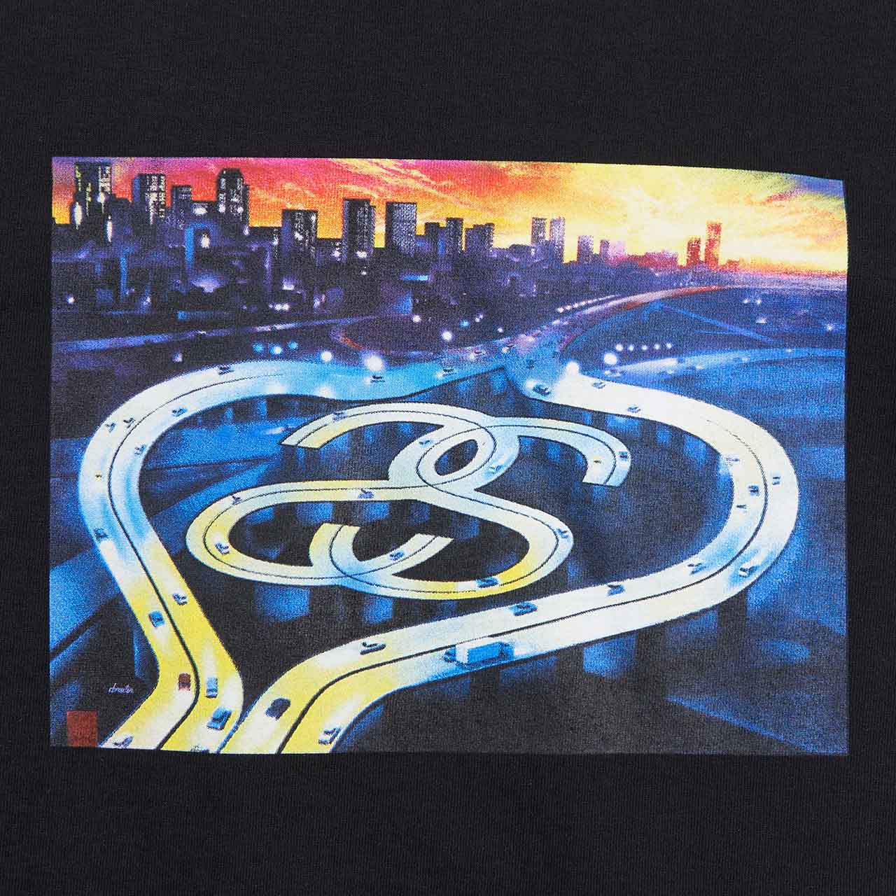 stüssy ss highway tee (black) - a.plus