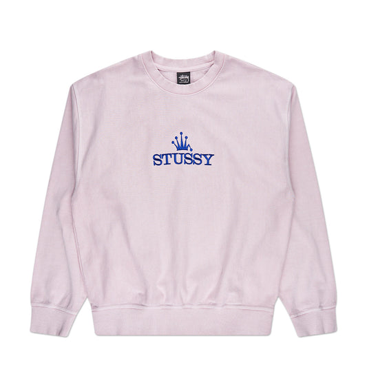 stüssy glamour pigment dyed crew (blush) - a.plus
