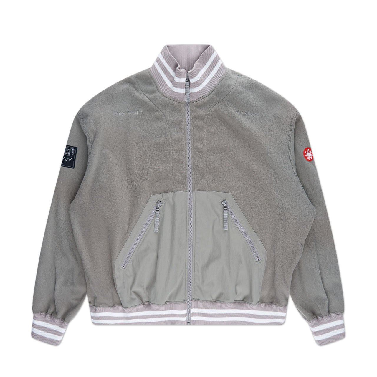 cav empt fleece zip up jacket (beige / white) - a.plus