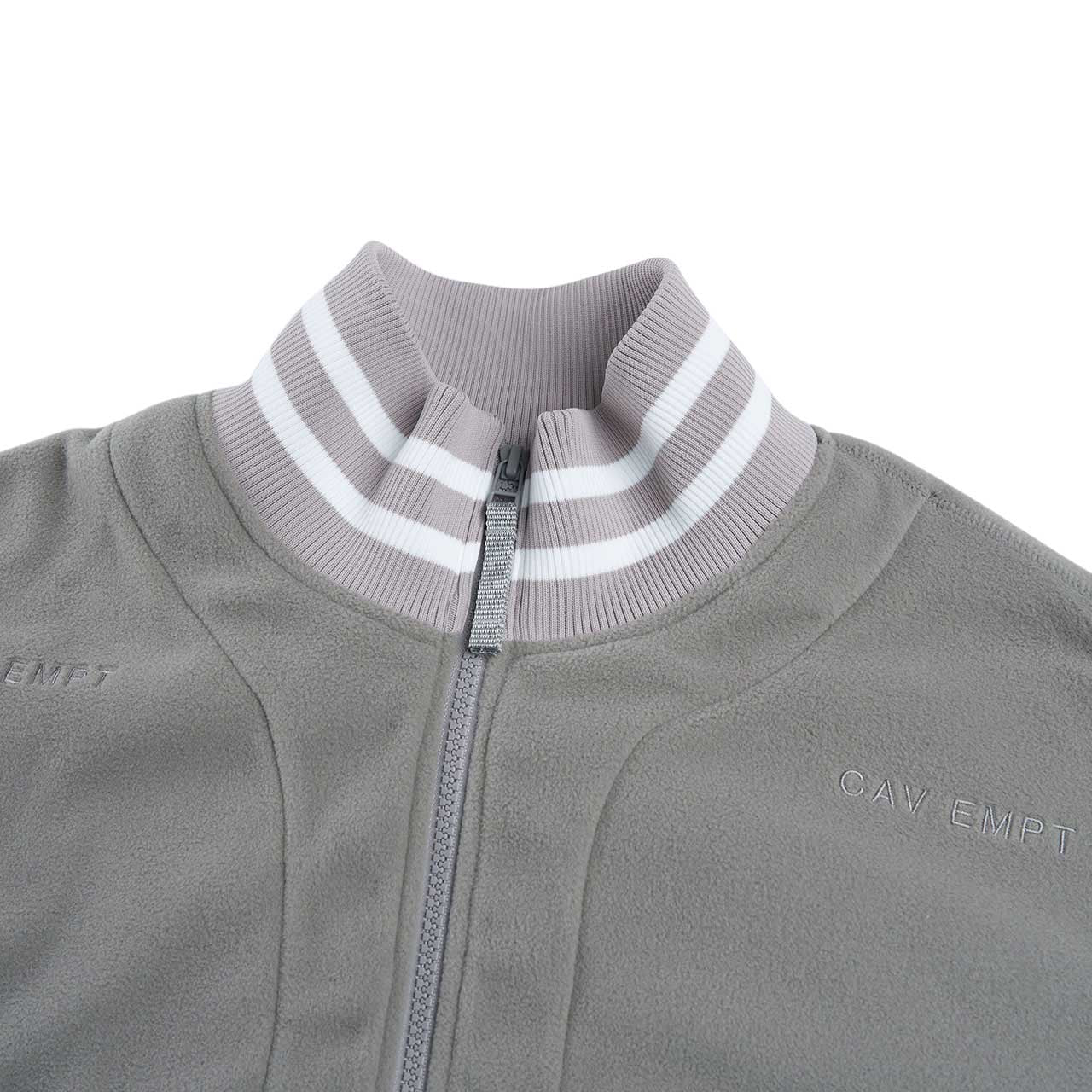 cav empt fleece zip up jacket (beige / white) - a.plus