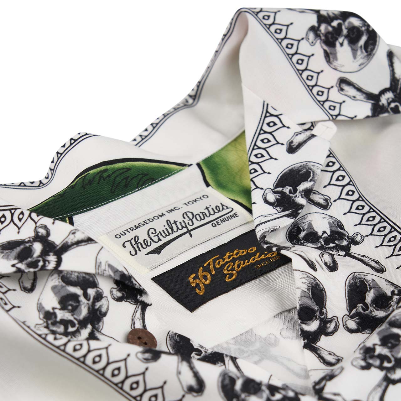 wacko maria x 56 tatoo studio s/s hawaiian shirt (type-1) (white