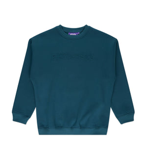 fucking awesome stamp embossed crewneck (teal)