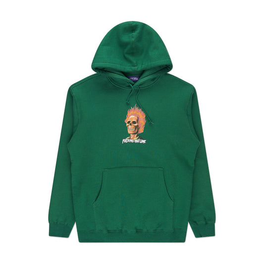 fucking awesome flame skull hoodie (dark green)