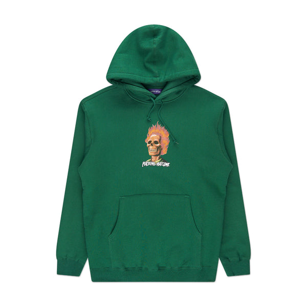 fucking awesome flame skull hoodie (dark green) PN5453 - a.plus